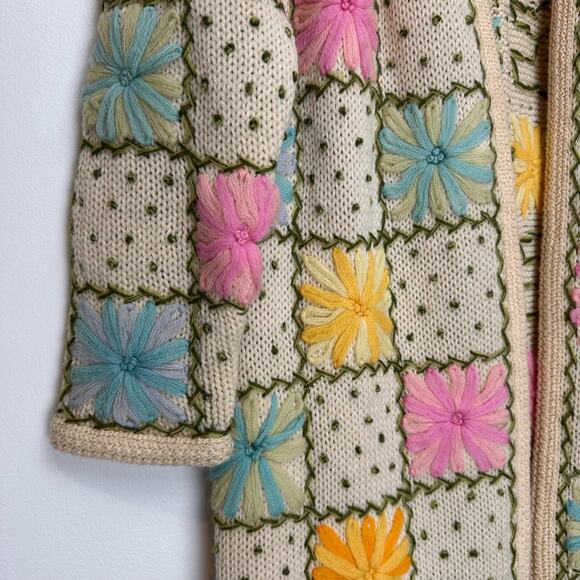 Vintage Lilly‎ of California Granny Square Midi Cardigan Retro | Pastel | SZ M/L - Picture 5 of 13